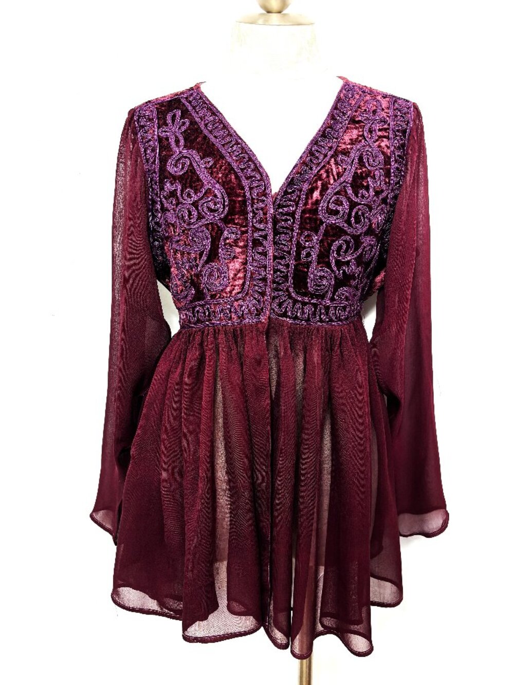 Vintage 2000 Y2K  Magazine Velvet Boho India Top Blouse Sz M